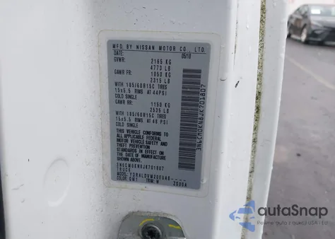 2018 Nissan Nv200 S from USA, damaged, VIN 3N6CM0KN8JK701807